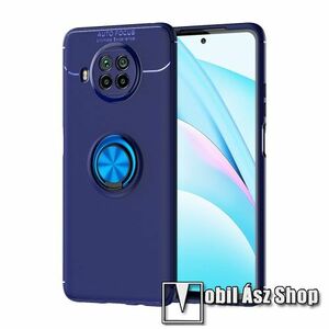 OTT! METAL RING szilikon védő tok / hátlap - KÉK - fém ujjgyűrű, tapadófelület mágneses autós tartóhoz, kitámasztható, ERŐS VÉDELEM! - Xiaomi Mi 10T Lite 5G / Redmi Note 9 Pro 5G / Mi 10i 5G kép