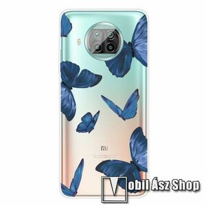 Szilikon védő tok / hátlap - KÉK PILLANGÓ MINTÁS - ÁTLÁTSZÓ - Xiaomi Mi 10T Lite 5G / Redmi Note 9 Pro 5G / Mi 10i 5G kép
