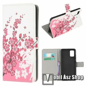 Notesz / mappa tok -VIRÁGZÓ FA MINTÁS - oldalra nyíló, rejtett mágneses záródás, bankkártyatartó zsebek, asztali tartó funkció, szilikon belső - Xiaomi Poco M3 kép
