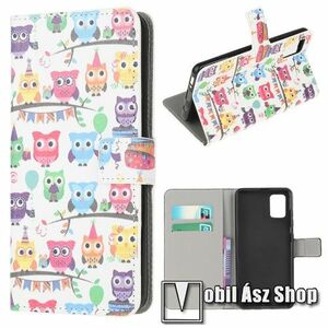 Notesz / mappa tok - SZÍNES BAGOLY MINTÁS - oldalra nyíló, rejtett mágneses záródás, bankkártyatartó zsebek, asztali tartó funkció, szilikon belső - Xiaomi Poco M3 kép