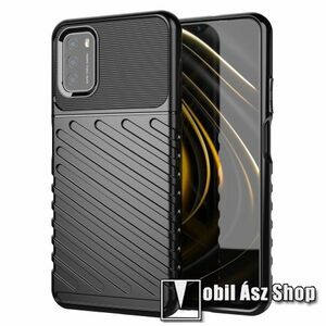 OTT! THUNDER SERIES szilikon védő tok / hátlap - 3D textúrált mintás, ERŐS VÉDELEM - FEKETE - Xiaomi Poco M3 kép