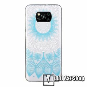 Szilikon védő tok / hátlap - KÉK MANDALA MINTÁS - ÁTLÁTSZÓ - Xiaomi Poco X3 / Poco X3 NFC / Poco X3 Pro kép
