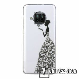 Szilikon védő tok / hátlap - PILLANGÓ / LÁNY MINTÁS - ÁTLÁTSZÓ - Xiaomi Mi 10T Lite 5G / Redmi Note 9 Pro 5G / Mi 10i 5G kép