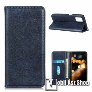 Notesz tok / flip tok - SÖTÉTKÉK - hasított bőr, asztali tartó funkciós, oldalra nyíló, rejtett mágneses záródás, bankkártya tartó zseb, szilikon belső - Xiaomi Poco M3 kép