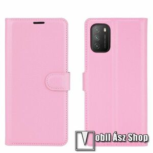 WALLET notesz tok / flip tok - RÓZSASZÍN - asztali tartó funkciós, oldalra nyíló, rejtett mágneses záródás, bankkártyatartó zseb, szilikon belső - Xiaomi Poco M3 kép