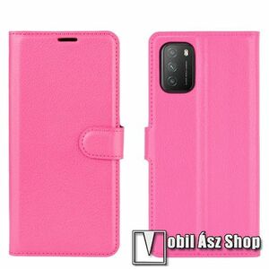 WALLET notesz tok / flip tok - MAGENTA - asztali tartó funkciós, oldalra nyíló, rejtett mágneses záródás, bankkártyatartó zseb, szilikon belső - Xiaomi Poco M3 kép