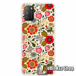 Szilikon védő tok / hátlap - SZÍNES VIRÁG MINTÁS - Xiaomi Poco M3 kép