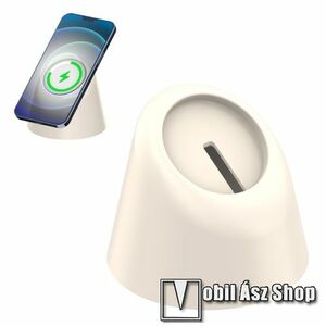 Szilikon telefon tartó asztali állvány / dokkoló Apple MagSafe-hez - szilikon, kábelelvezető, csúszásgátló, 35°-os szög, 99 x 99 x 85 mm, a MagSafe töltő NEM TARTOZÉK! - FEHÉR kép