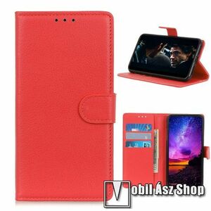 WALLET notesz tok / flip tok - PIROS - asztali tartó funkciós, oldalra nyíló, rejtett mágneses záródás, bankkártyatartó zseb, szilikon belső - NOKIA 3.4 (2020) kép