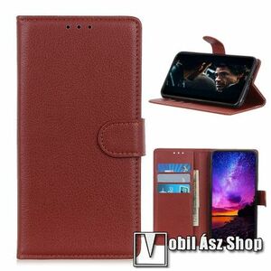 WALLET notesz tok / flip tok - BARNA - asztali tartó funkciós, oldalra nyíló, rejtett mágneses záródás, bankkártyatartó zseb, szilikon belső - NOKIA 3.4 (2020) kép