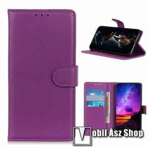 WALLET notesz tok / flip tok - LILA - asztali tartó funkciós, oldalra nyíló, rejtett mágneses záródás, bankkártyatartó zseb, szilikon belső - NOKIA 3.4 (2020) kép