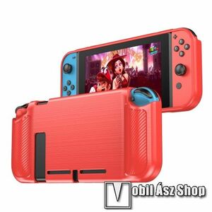 Szilikon védő tok / hátlap - PIROS - karbon mintás - Nintendo Switch kép