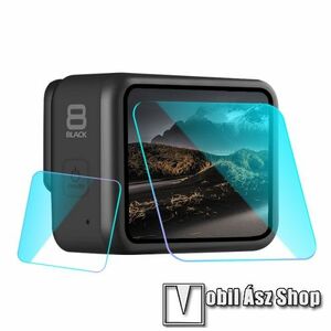 Kameralencse / képernyővédő karcálló edzett üveg - 1 szett / 2db, 0, 3 mm vékony, 9H, kijelző és lencsevédő is! - GoPro Hero 8 kép