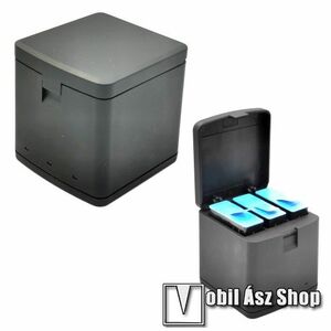 GoPro Hero 9 Black akkumulátor töltő - egyszerre akár 3 akkumulátor is tölthető vele, műanyag, töltésjelző LED, bemenet: 5V/2A, kimenet: 4.4V 700mA x3 - FEKETE kép