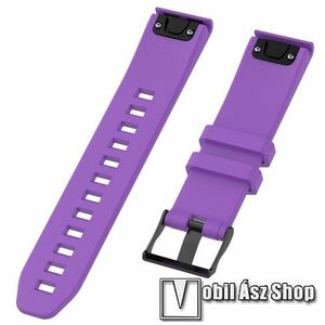 Okosóra szíj, Szilikon, Sport, 22mm, QUICKFIT, 127+94mm hosszú, Textúrált, Lila, Garmin MARQ (Gen 2), fenix E 47mm, 6, 6 Pro, 7 47mm, 8 47mm, quatix 7 47mm, 7 Pro 47mm kép