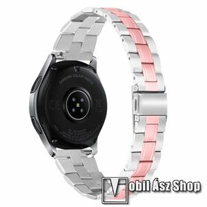 Fém okosóra szíj - RÓZSASZÍN / EZÜST - rozsdamentes acél, csatos, 184mm hosszú, 22mm széles - SAMSUNG Galaxy Watch 46mm / Watch GT2 46mm / Watch GT 2e / Galaxy Watch3 45mm / Honor MagicWatch 2 46mm kép
