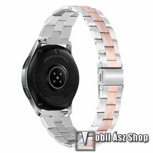 Fém okosóra szíj - ROSE GOLD / EZÜST - rozsdamentes acél, csatos, 184mm hosszú, 22mm széles - SAMSUNG Galaxy Watch 46mm / Watch GT2 46mm / Watch GT 2e / Galaxy Watch3 45mm / Honor MagicWatch 2 46mm kép