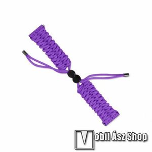 Okosóra szíj - LILA - szövet fonott kötél, kézzel készített, állítható - 240mm hosszú, 20mm széles, 150-220mm-es átmérőjű csuklóméretig - SAMSUNG Galaxy Watch 42mm / Amazfit GTS / Galaxy Watch3 41mm / HUAWEI Watch GT 2 42mm / Galaxy Watch Active / 2 kép