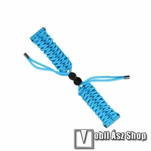 Okosóra szíj - VILÁGOSKÉK - szövet fonott kötél, kézzel készített, állítható - 240mm hosszú, 22mm széles, 150-220mm-es átmérőjű csuklóméretig - SAMSUNG Galaxy Watch 46mm / Watch GT2 46mm / Watch GT 2e / Galaxy Watch3 45mm / Honor MagicWatch 2 46mm kép