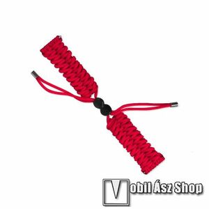 Okosóra szíj - PIROS - szövet fonott kötél, kézzel készített, állítható - 240mm hosszú, 22mm széles, 150-220mm-es átmérőjű csuklóméretig - SAMSUNG Galaxy Watch 46mm / Watch GT2 46mm / Watch GT 2e / Galaxy Watch3 45mm / Honor MagicWatch 2 46mm kép