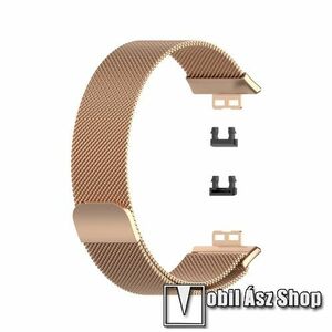 Okosóra milánói szíj - rozsdamentes acél, mágneses - 210mm hosszú - ROSE GOLD - HUAWEI Watch Fit / Watch Fit Elegant Edition kép