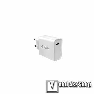 Devia hálózati töltő - 1 x USB Type C aljzattal, PD3.0, 5V/3A; 9V/2.2A; 12V/1.67A, 20W gyorstöltés támogatás, kábel nélkül! - FEHÉR - GYÁRI kép