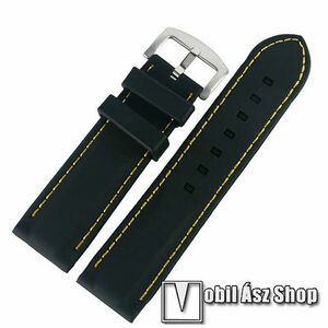 Okosóra szíj - FEKETE - szilikon, citromsárga varrással - 80mm + 125mm hosszú, 26mm széles - DIESEL Mega Chief DZ4282 / DZ4464 / DZ1657 / DZ4323 / DZ4290 / DZ4343 / Master Chief DZ4180 kép