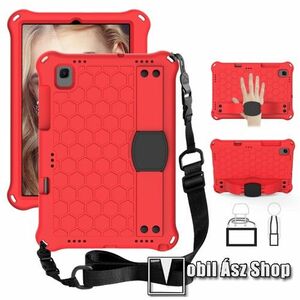 OTT! HONEYCOMB EVA habszivacs védő tok / hátlap - kitámasztható, kézpánt, vállpánt, erősített sarkok - ERŐS VÉDELEM! - PIROS / FEKETE - SAMSUNG Galaxy Tab A7 10.4 (2020) (SM-T500/T505) / (2022) (SM-T509) kép