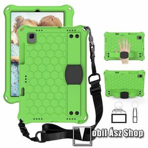 OTT! HONEYCOMB EVA habszivacs védő tok / hátlap - kitámasztható, kézpánt, vállpánt, erősített sarkok - ERŐS VÉDELEM! - ZÖLD / FEKETE - SAMSUNG Galaxy Tab A7 10.4 (2020) (SM-T500/T505) / (2022) (SM-T509) kép