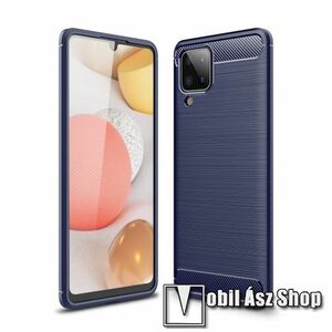 OTT! CARBON szilikon védő tok / hátlap - SÖTÉTKÉK - karbon mintás, ERŐS VÉDELEM! - SAMSUNG Galaxy A12 (SM-A125F) kép