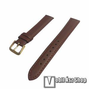 Okosóra szíj - BARNA - valódi bőr - 115 + 87mm hosszú, 16mm széles, TELESZKÓP NÉLKÜL! - HUAWEI TalkBand B3 / B6 / B7 / Watch Fit mini / MICHAEL KORS Portia MK3639 / Sofie MK6558 kép