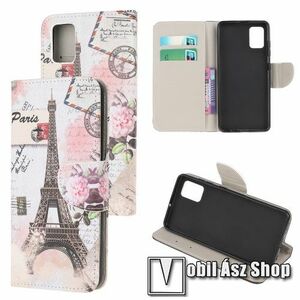 Notesz / mappa tok - EIFFEL TORONY MINTÁS - oldalra nyíló, rejtett mágneses záródás, belső zseb, asztali tartó funkció, szilikon belső - SAMSUNG Galaxy A32 5G (SM-A326B) / Galaxy M32 5G (SM-M326B/DS) kép