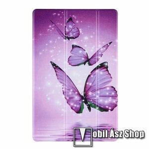 Notesz / mappa tok - LILA PILLANGÓ MINTÁS - oldalra nyíló flip cover, TRIFOLD asztali tartó funkció, szilikon áttetsző belső - Lenovo Tab P11 Pro (TB-J706F) / Lenovo Tab XiaoXin P11 Pro kép