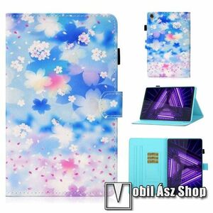 Notesz tok / mappa tok - VIRÁG MINTÁS - asztali tartó funkciós, oldalra nyíló, mágneses záródás, bankkártyatartó zsebekkel, ceruzatartó, szilikon belső - Lenovo Tab M10 HD Gen 2 (TB-X306F) kép