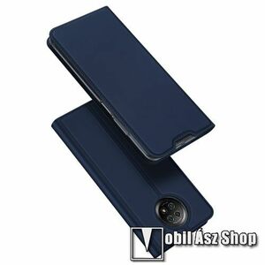 DUX DUCIS Skin Pro Series slim design notesz / mappa tok - SÖTÉTKÉK - asztali tartó funkciós, oldalra nyíló, rejtett mágneses záródás, bankkártyatartó zseb, szilikon belső - Xiaomi Redmi Note 9T 5G / Redmi Note 9 5G - GYÁRI kép