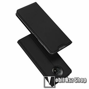 DUX DUCIS Skin Pro Series slim design notesz / mappa tok - FEKETE - asztali tartó funkciós, oldalra nyíló, rejtett mágneses záródás, bankkártyatartó zseb, szilikon belső - Xiaomi Redmi Note 9T 5G / Redmi Note 9 5G - GYÁRI kép