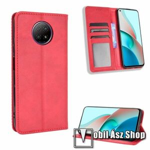 Notesz tok / flip tok - PIROS - asztali tartó funkciós, oldalra nyíló, rejtett mágneses záródás, bankkártyatartó zseb, szilikon belső - Xiaomi Redmi Note 9T 5G / Redmi Note 9 5G kép