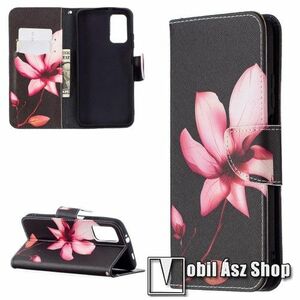 Notesz / flip mappa tok - VIRÁG MINTÁS - asztali tartó funkciós, oldalra nyíló, rejtett mágneses záródás, bankkártyatartó zsebek, szilikon belső - Xiaomi Poco M3 kép