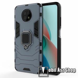 TRANSFORM PRO műanyag védő tok / hátlap - KÉK - szilikon betétes, kitámasztható, fém ujjgyűrűvel, tapadófelület mágneses autós tartóhoz - ERŐS VÉDELEM! - Xiaomi Redmi Note 9T 5G / Redmi Note 9 5G kép