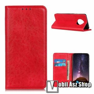Notesz tok / flip tok - PIROS - hasított bőr, asztali tartó funkciós, oldalra nyíló, rejtett mágneses záródás, bankkártya tartó zseb, szilikon belső - Xiaomi Redmi Note 9T 5G / Redmi Note 9 5G kép