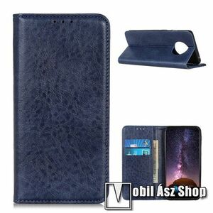 Notesz tok / flip tok - SÖTÉTKÉK - hasított bőr, asztali tartó funkciós, oldalra nyíló, rejtett mágneses záródás, bankkártya tartó zseb, szilikon belső - Xiaomi Redmi Note 9T 5G / Redmi Note 9 5G kép
