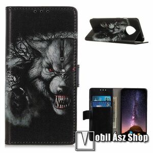 Notesz / mappa tok - FARKAS MINTÁS - oldalra nyíló, rejtett mágneses záródás, belső zseb, asztali tartó funkció, szilikon belső - Xiaomi Redmi Note 9T 5G / Redmi Note 9 5G kép