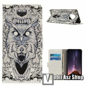 Notesz / mappa tok - BAGOLY / FARKAS MINTÁS - oldalra nyíló, rejtett mágneses záródás, belső zseb, asztali tartó funkció, szilikon belső - Xiaomi Redmi Note 9T 5G / Redmi Note 9 5G kép