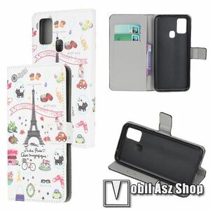 Notesz / mappa tok - EIFFEL TORONY MINTÁS - oldalra nyíló, rejtett mágneses záródás, belső zseb, asztali tartó funkció, szilikon belső - OnePlus Nord N100 kép