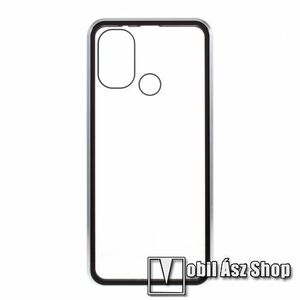 Alumínium védő keret / hátlap - EZÜST - 360°-os védelem, alumínium védő keret, mágneses előlap + hátlap keret, előlap + hátlap védő edzett üveggel - OnePlus Nord N100 kép