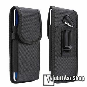 UNIVERZÁLIS álló tok - övre fűzhető / övcsipesz, tépőzáras záródás - 175 x 90 x 15mm max méretű készülékekhez - FEKETE kép