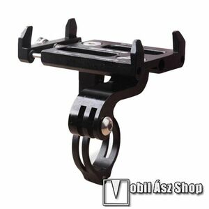 GUB-88 AT758 UNIVERZÁLIS biciklis / kerékpáros tartó konzol mobiltelefon készülékekhez - FEKETE - alumínium, elforgatható, szilikon heveder, 22-31, 8 mm átmérőjű kormányra alkalmas, 55-100mm-ig állítható bölcső kép