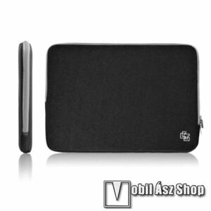 UNIVERZÁLIS Tablet / Laptop tok / táska - FEKETE - szövet, neoprén, bársony belső, 2 különálló zsebbel, ütődésálló, vízálló - ERŐS VÉDELEM! - 17"-os készülékekig használható, 355cm x 260mm kép