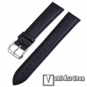 Valódi bőr okosóra szíj - FEKETE - 65mm + 115mm hosszú, 14mm széles, 120-160mm-es csuklóméretig ajánlott - Fossil Hybrid Smartwatch Annette FTW5023 / Jacqueline FTW5033 kép