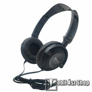 UNIVERZÁLIS sztereó fejhallgató / headset - 3, 5mm Jack, mikrofon, multifunkciós gomb, 40mm hangszóró, 90°-ban összecsukható, 1, 2m hosszú vezeték - FEKETE kép